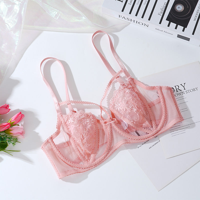 Women's French underwear thin small chest gathered sexy lace bra rabbit ears adjustable bra anti-sagging batch