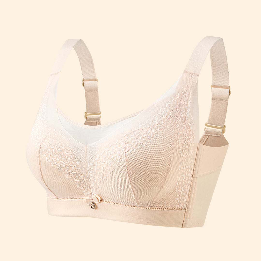 Spring and summer new style big breasts showing small breathable sandwich rimless paper thin cup push-up and side breast underwear women's bra