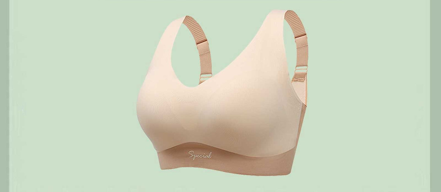 Seamless large size underwear for women without rims, thin style, big breasts, chubby MM, push-up, side breasts, anti-sagging sports bra