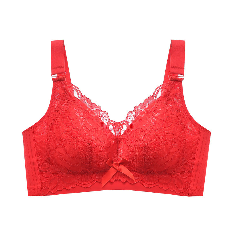 The year of birth red wedding bridal underwear full cup big chest small female large size side breast anti-sagging bra