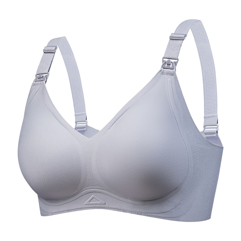 Fixed cup one-piece push-up non-wireless nursing bra, top buckle maternity bra for women during pregnancy and lactation, thin style