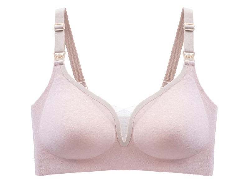 Warm and thickened nursing bra, short push-up, wire-free top buckle, pregnancy and lactation maternity bra, autumn and winter style