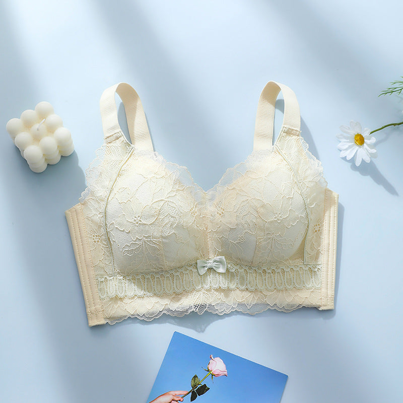 Women's bras with anti-sagging, full cup, anti-sagging, large breasts, small side breasts, thin and adjustable bras without steel rings