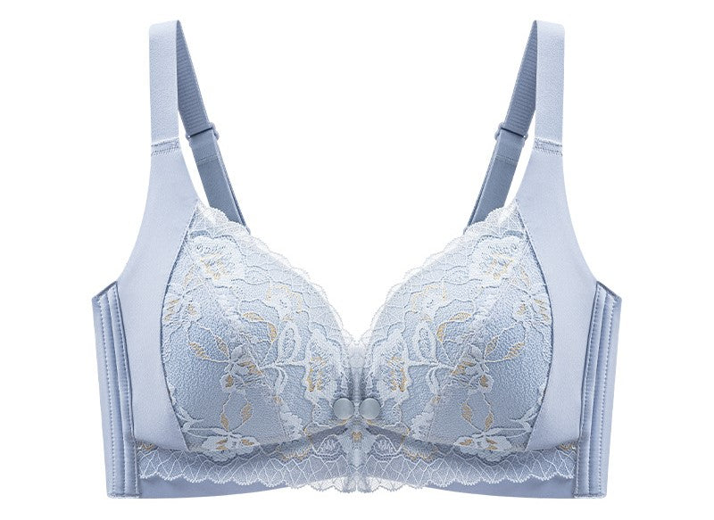 Lace nursing bra with front buckle, push-up, no rims, maternity bra, pregnancy and lactation period, breast-retracting bra, thin style