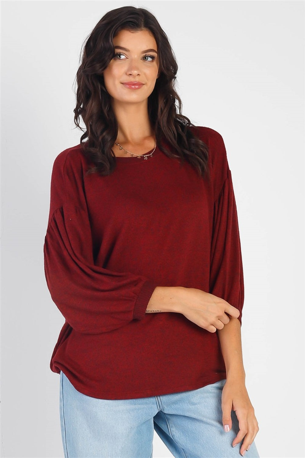 Women's Cherish Apparel Drop Shoulder Puff Sleeve Top