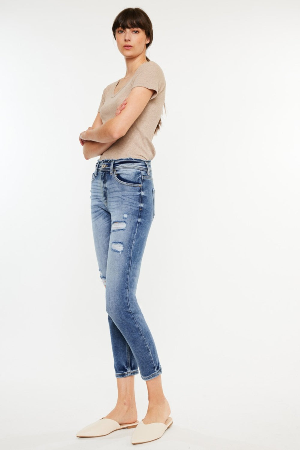 Women's Kancan High Rise Distressed Mom Jeans