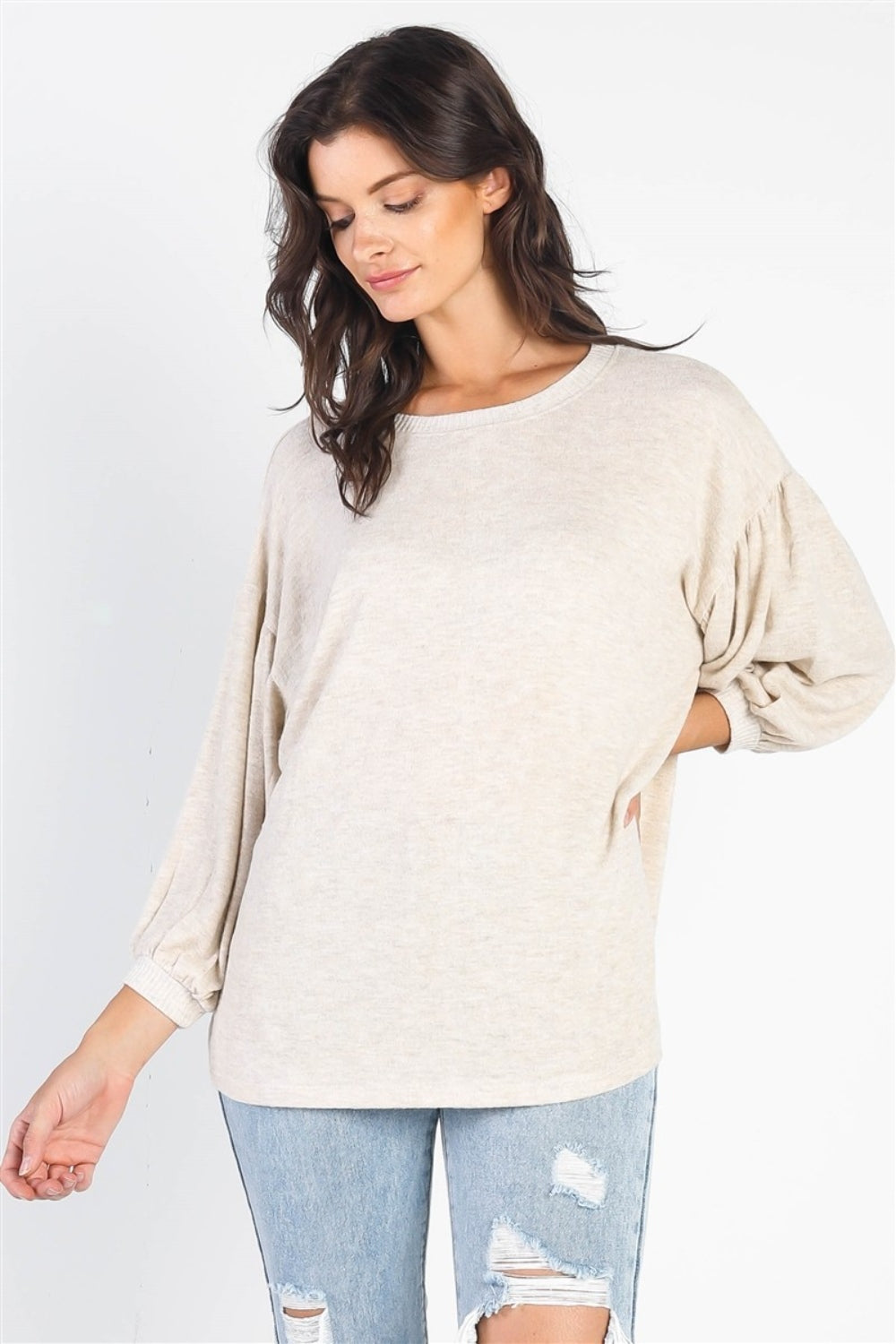 Women's Cherish Apparel Drop Shoulder Puff Sleeve Top