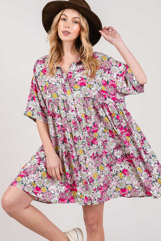 Women's SAGE + FIG Floral Button Down Mini Shirt Dress