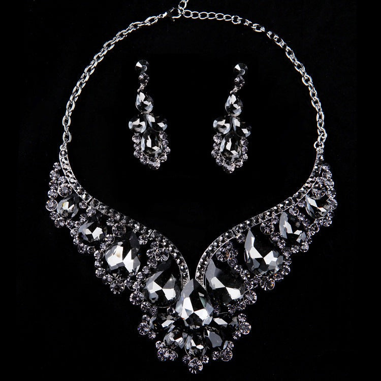 Women Wedding Necklace Bridal Wedding Engagement Prom Jewelry Set Crystal Rhinestone Necklace