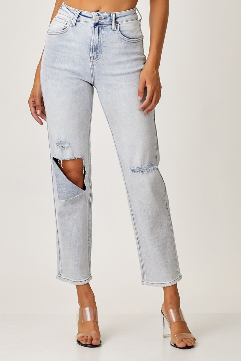 Women's RISEN High Rise Distressed Relaxed Jeans