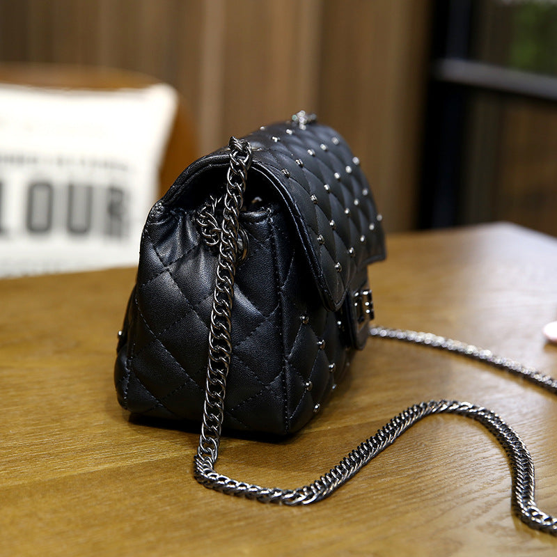 Style trendy fashion girls bag simple solid color rhombus chain shoulder crossbody bag mini small square bag