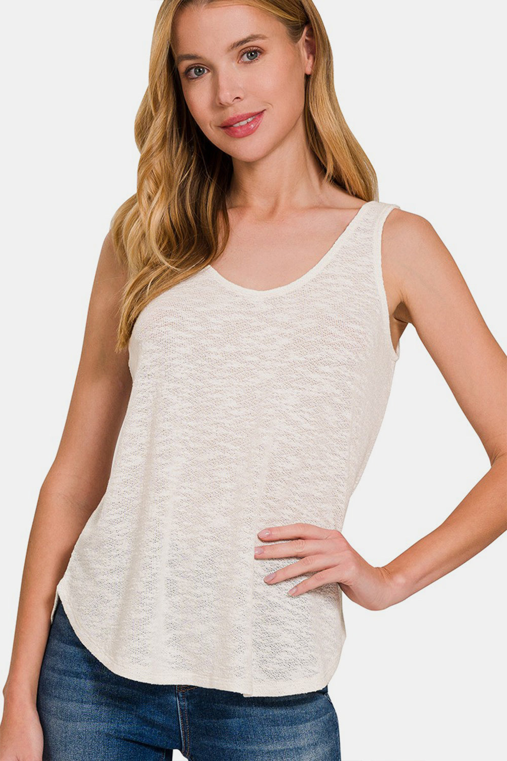 Women's Zenana Curved Hem Round Neck Tank