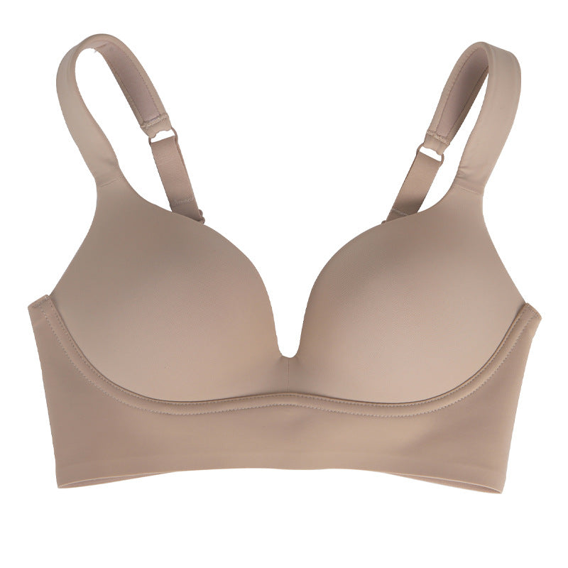 No-rim bra small chest gathered large size women thin seamless bra bra women's anti-sagging bra