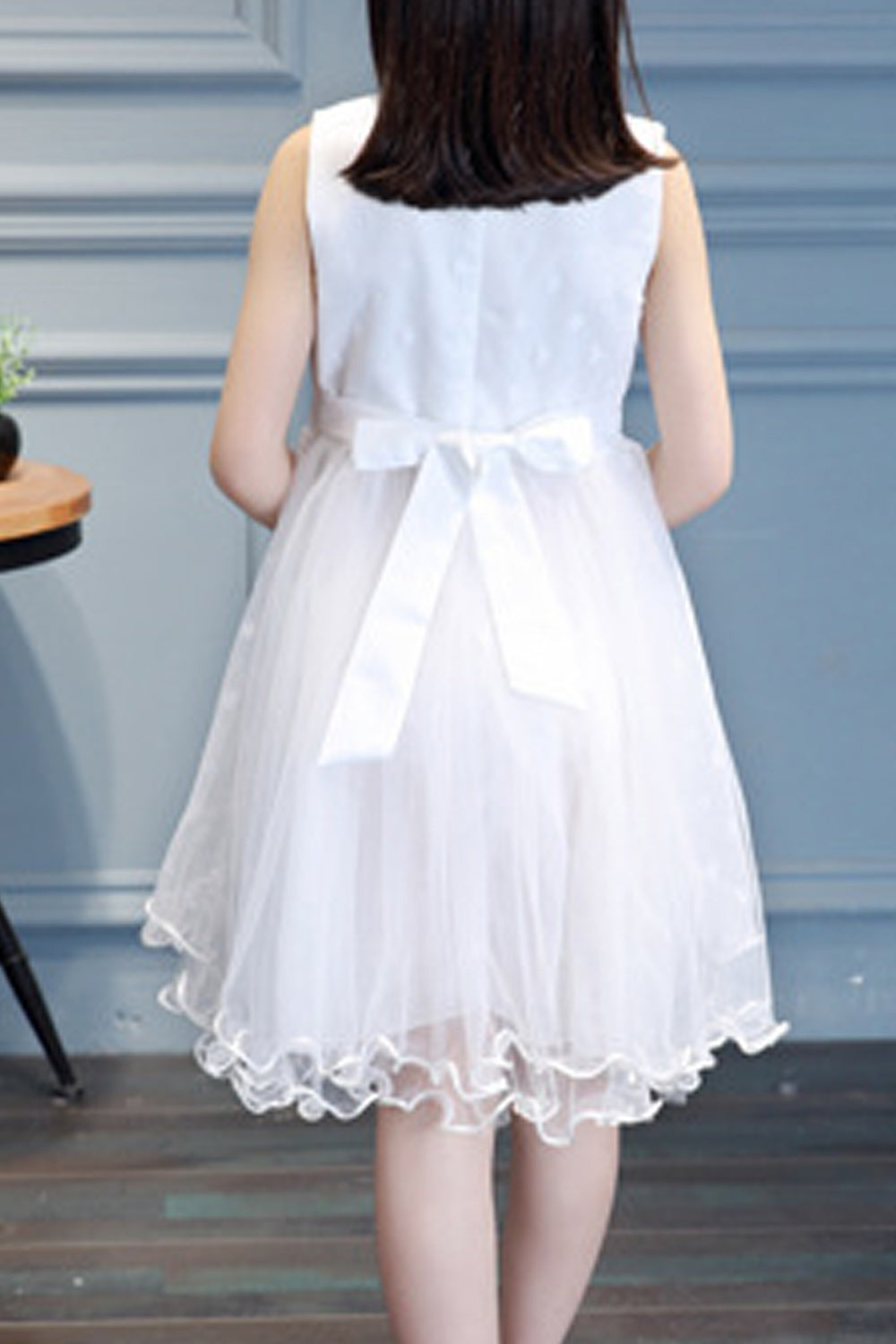 Kids Girls Solid Color Bow Decorated Fashion Summer Dress - KGD75679