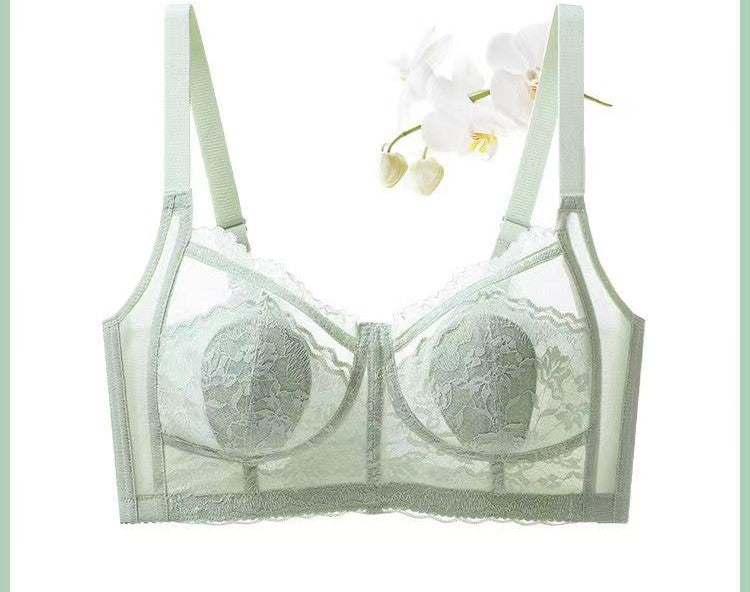 Ultra-thin bunny ears underwear for women with big breasts that make them look smaller without steel rings, sexy and adjustable breast-collecting bra