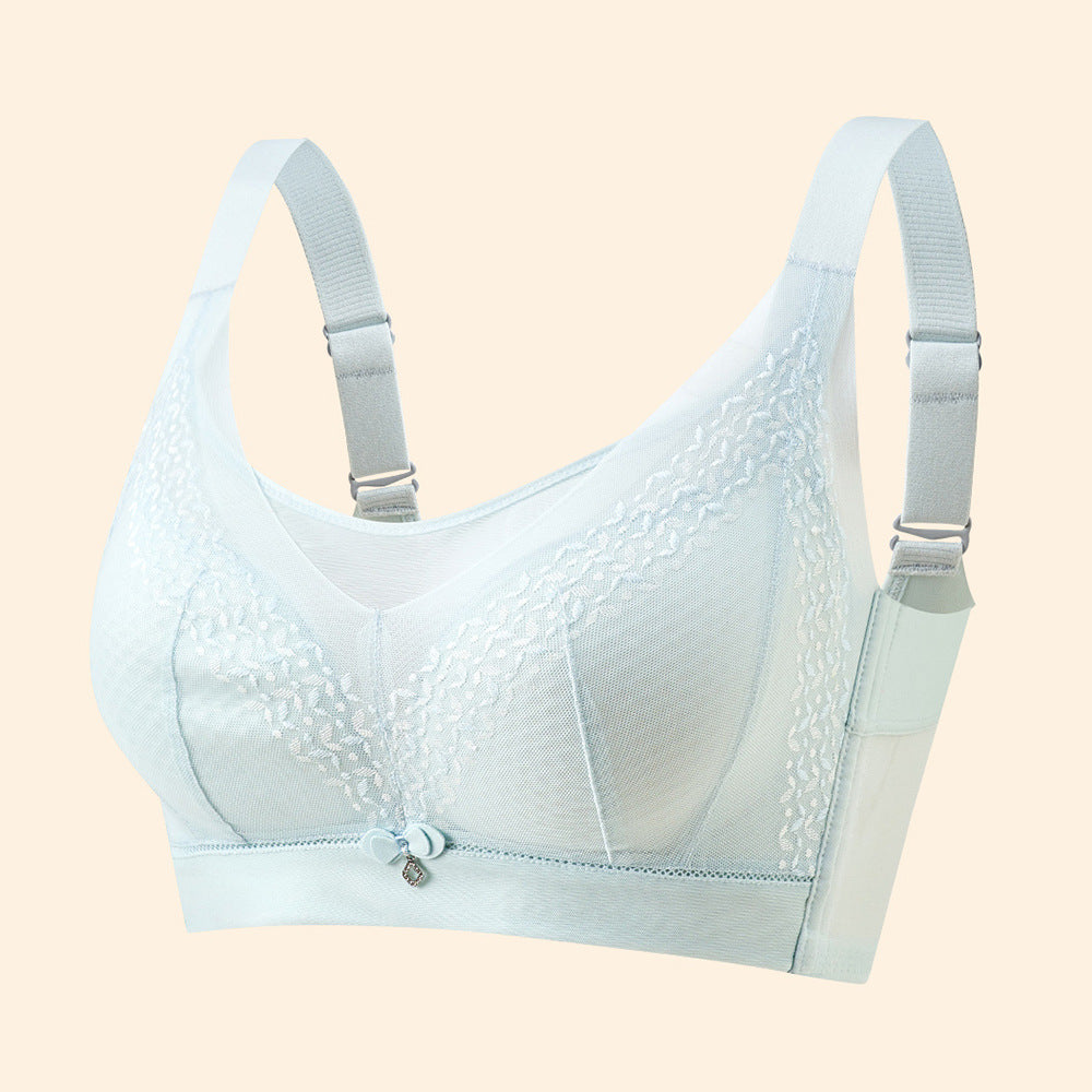 Spring and summer new style big breasts showing small breathable sandwich rimless paper thin cup push-up and side breast underwear women's bra