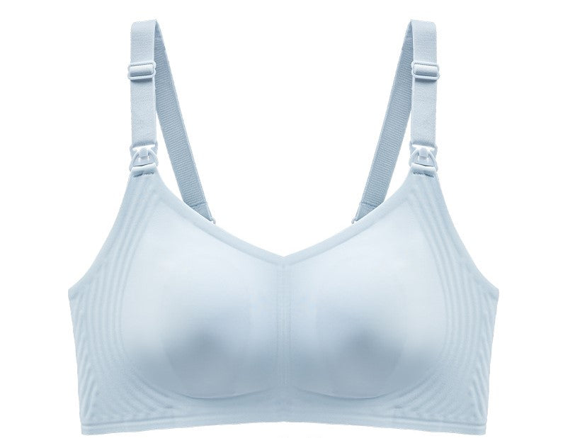 Ultra-thin push-up no-wire jelly strip nursing bra with top buckle for pregnancy and lactation, bandeau style maternity bra