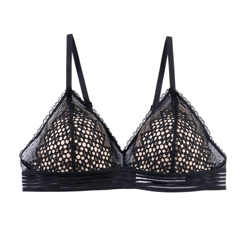 Lace sexy no steel ring bra 2024 thin women's small chest underwear bra