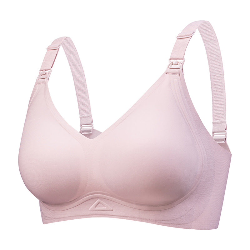 Fixed cup one-piece push-up non-wireless nursing bra, top buckle maternity bra for women during pregnancy and lactation, thin style