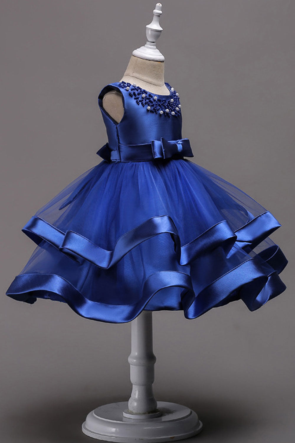 Kid Girl Elegant Bead Embroidered Multilayer Dress - KGDC39322