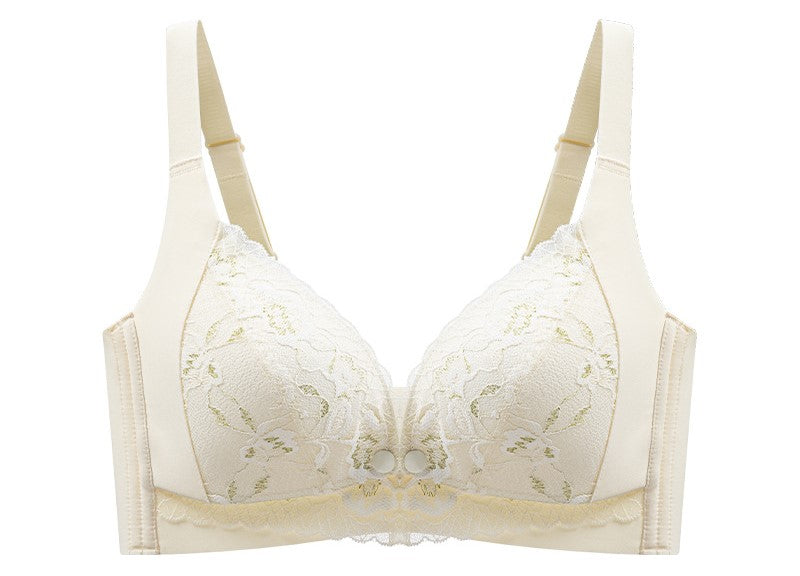 Lace nursing bra with front buckle, push-up, no rims, maternity bra, pregnancy and lactation period, breast-retracting bra, thin style