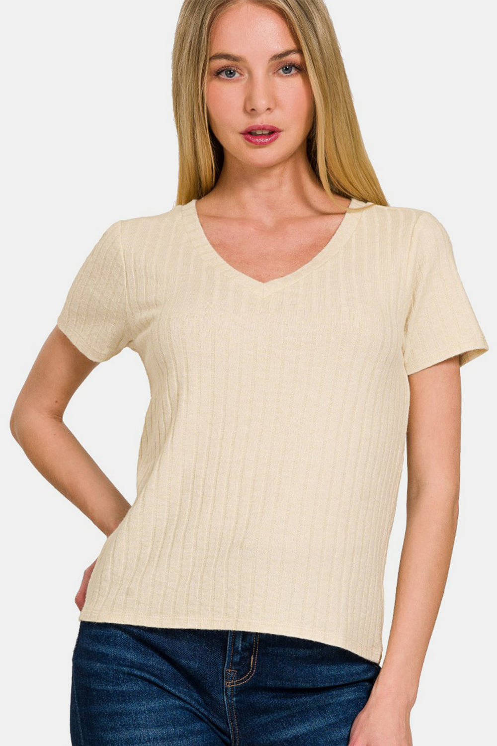 Women's Zenana Ribbed Short Sleeve T-Shirt