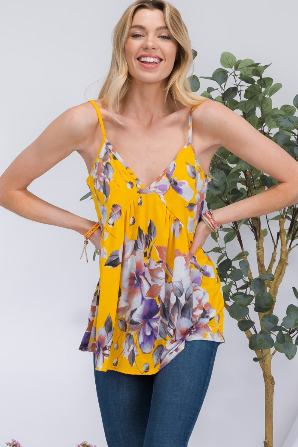 Women's Celeste Full Size Floral V-Neck Cami