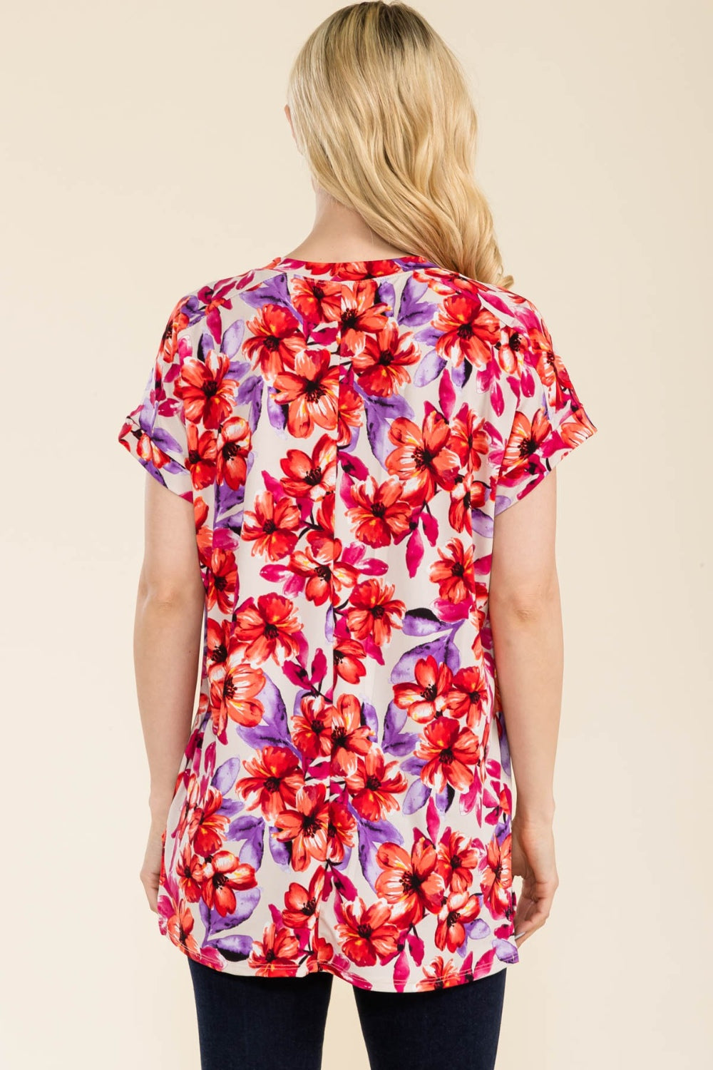 Women's Celeste Full Size Round Neck Short Sleeve Floral T-Shirt