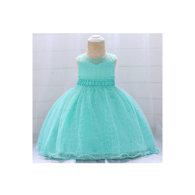 Toddler Girl Beaded Waist Soft Lace Ball Gown Birthday Party Dress - TGDC40036