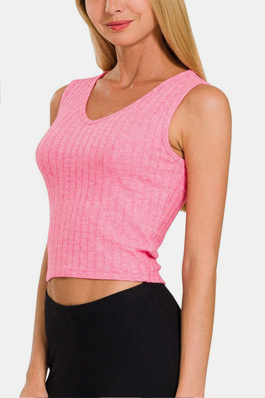 Women's Zenana Ribbed Cropped Tank