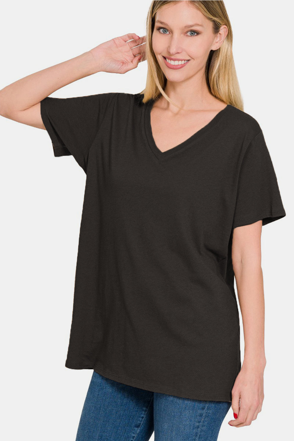 Women's Zenana Full Size V-Neck Short Sleeve T-Shirt