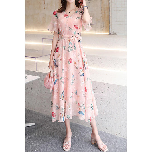 Women cool summer dress for women made with floral printed - C12691