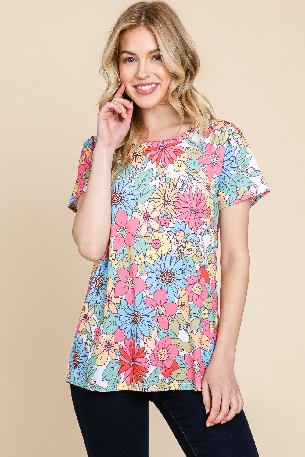 Women's BOMBOM Floral Short Sleeve T-Shirt