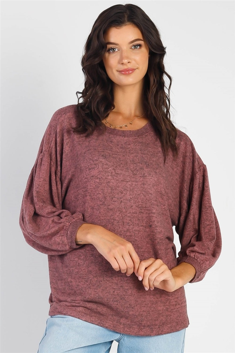 Women's Cherish Apparel Drop Shoulder Puff Sleeve Top