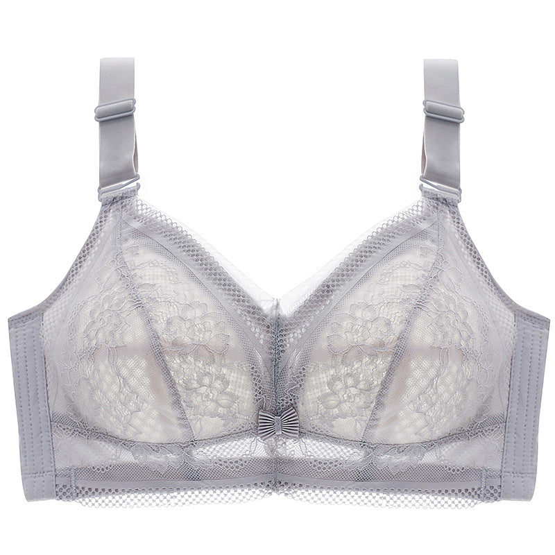 Big bust, small bra, thin underwear, women's wire-free bra, full cup, ultra-thin, large size, push-up, auxiliary breast support