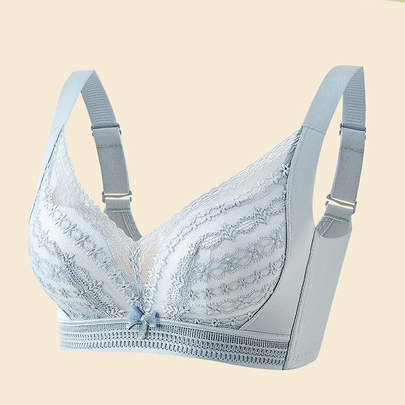 Women's underwear, lace, wire-free, thin, sweat-absorbent, breathable, push-up, adjustable anti-sagging bra