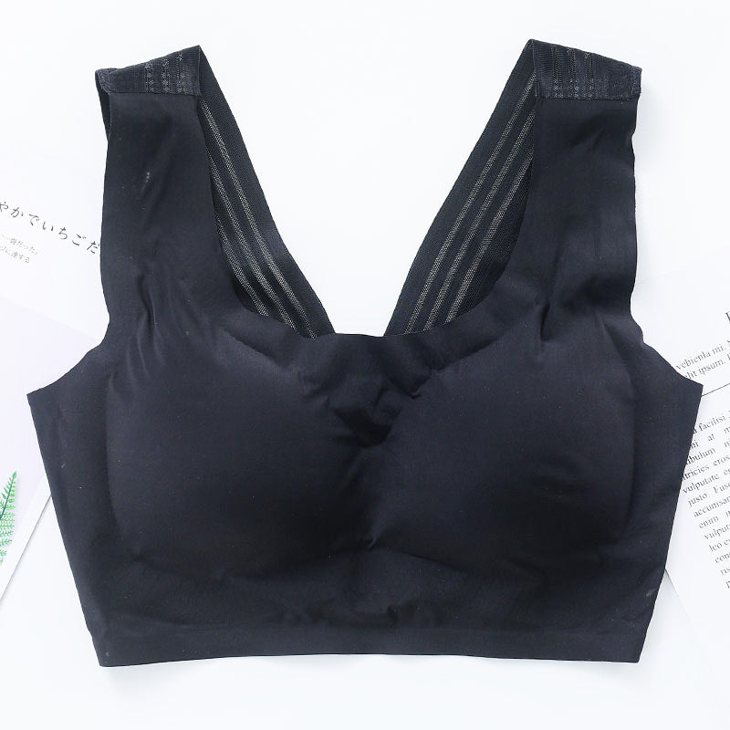 Beautiful Back Seamless Underwear Women's Wireless Sports Push-Up Vest Large Size Fat MM Thin Shockproof Sleeping Push-up Bra