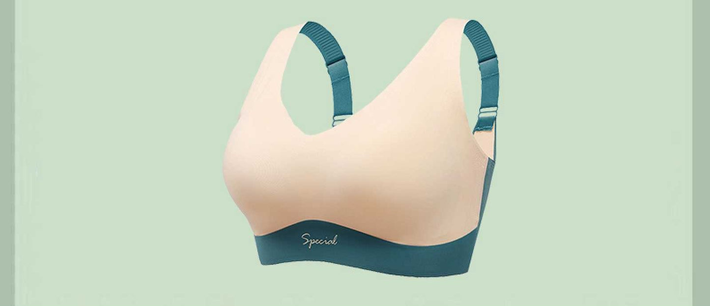 Seamless large size underwear for women without rims, thin style, big breasts, chubby MM, push-up, side breasts, anti-sagging sports bra