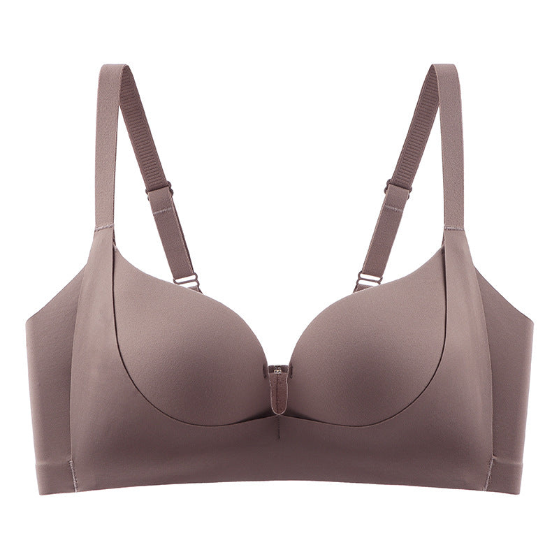 Small chest looks bigger, gathers and lifts seamlessly, women's no-wire, side-breasted, anti-sagging latex bra, smooth bra