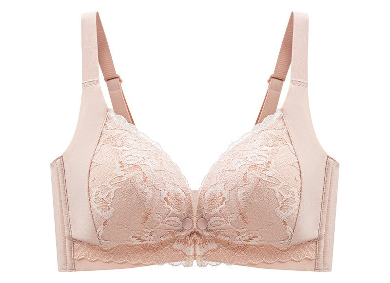 Lace nursing bra with front buckle, push-up, no rims, maternity bra, pregnancy and lactation period, breast-retracting bra, thin style