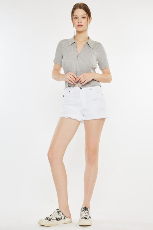 Women's Kancan Raw Hem Distressed Denim Shorts