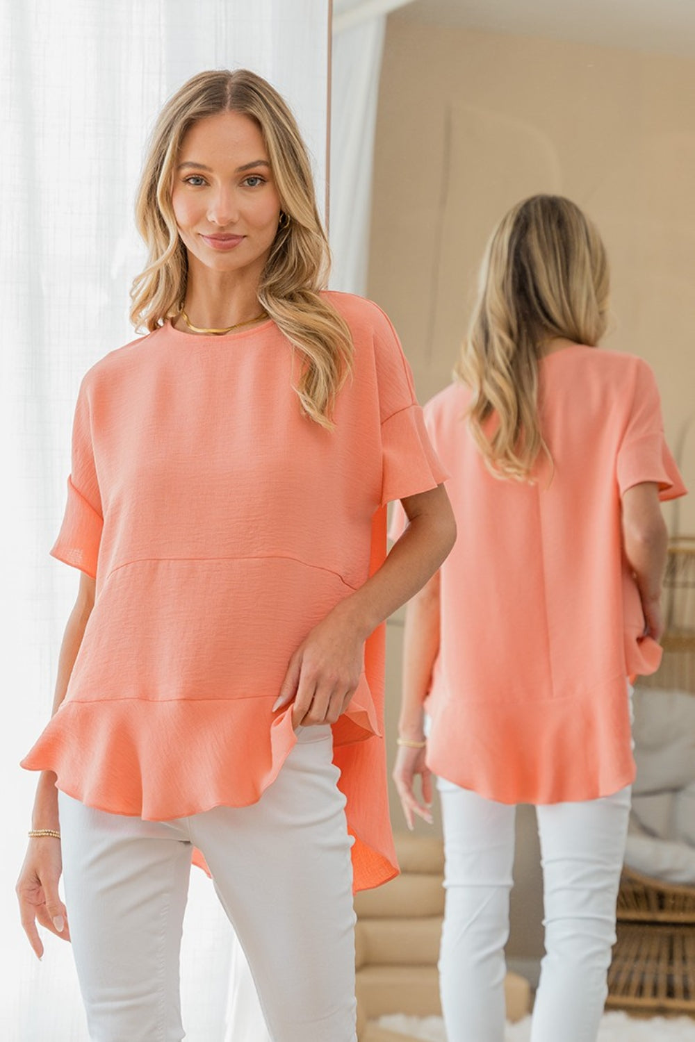 Women's Sew In Love Round Neck Ruffled Top