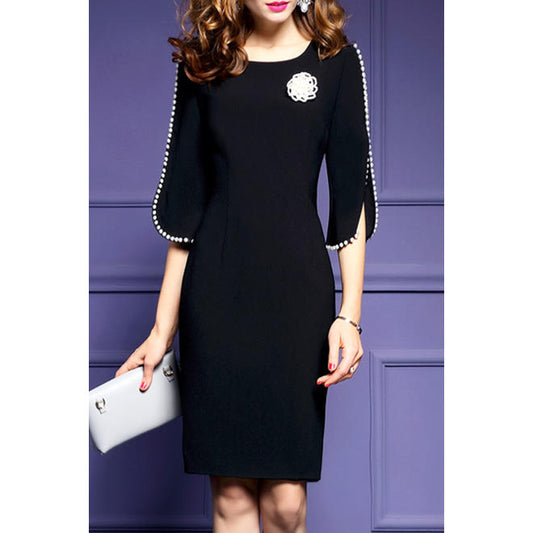 Women Lovely Embroidery Style Short Sleeve Mid Length Breathable Short Sleeve Dress - WDC14699