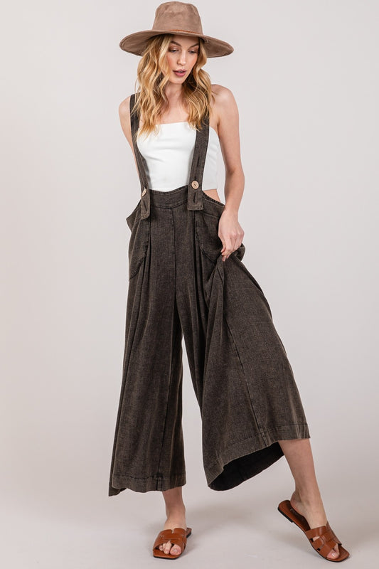 Women's SAGE + FIG Full Size Wide Strap Wide Leg Overalls