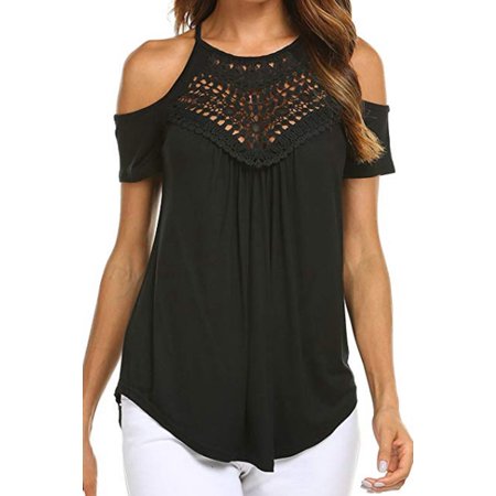 Women Halter Neck Cold Shoulder Casual Top - C2252KMSB