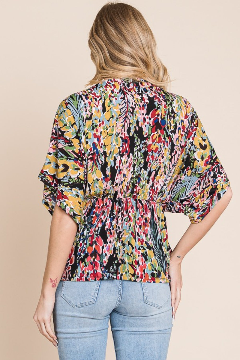 Women's BOMBOM Printed Surplice Peplum Blouse