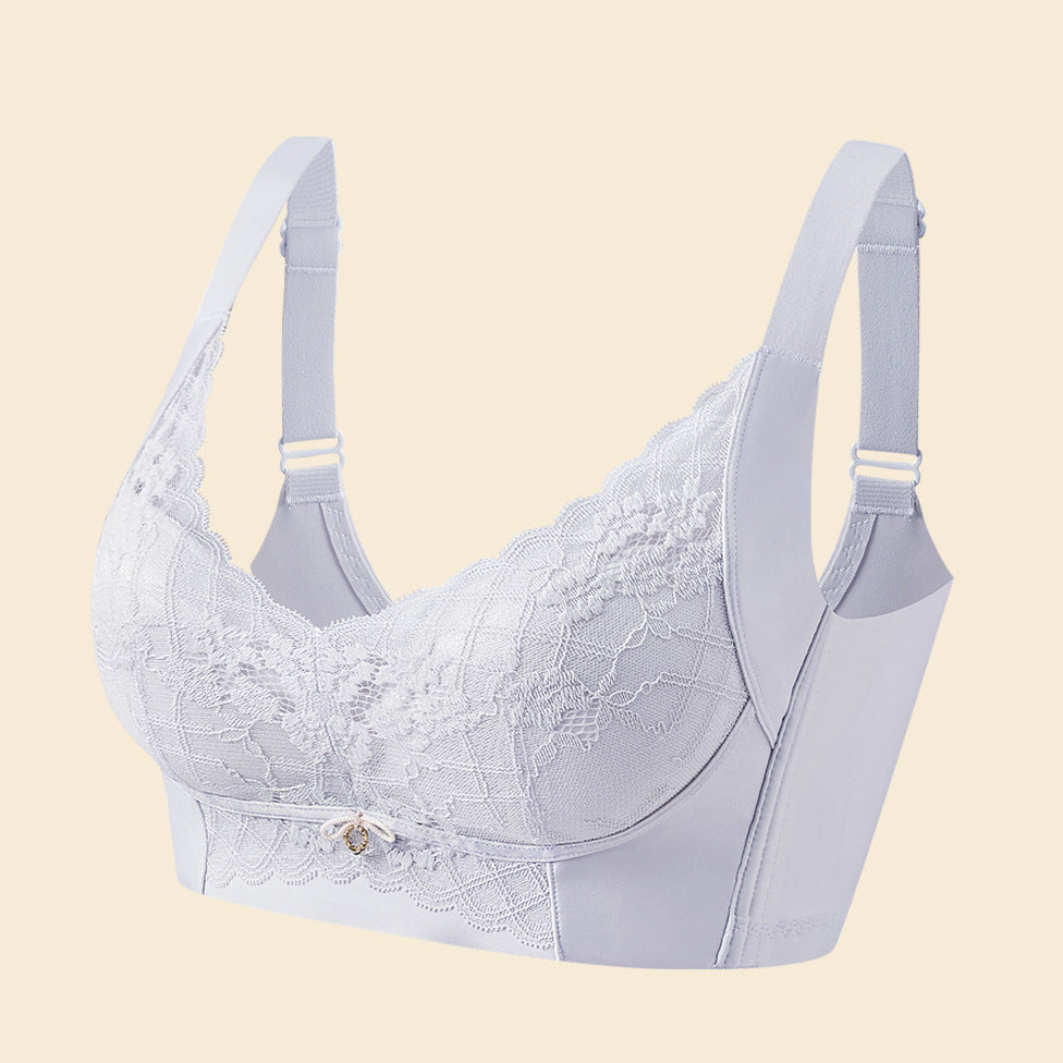 Underwear for women with large breasts and small breasts without wire rings for women to hold up the secondary breasts and prevent sagging, push-up adjustable lace bra