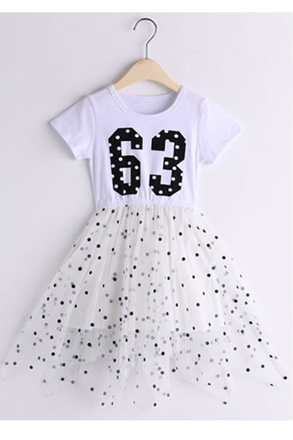 Kids Girls Superb Letter Pattern Thin Short Sleeve Easy Round Neck Summer A-Line Pullover Dress - KGDC39550