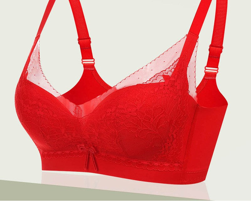 New style underwear for women, boneless, rimless, lace bra, small breast push-up, comfortable, medium-thick cup, adjustable