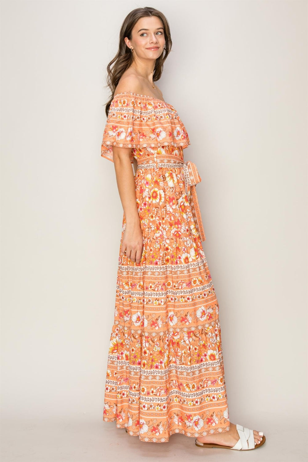 Women's HYFVE Floral Off-Shoulder Tie Front Maxi Dress